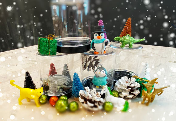 Do-it-yourself snow globes in The Shop at The Discovery in downtown Reno, Nevada.