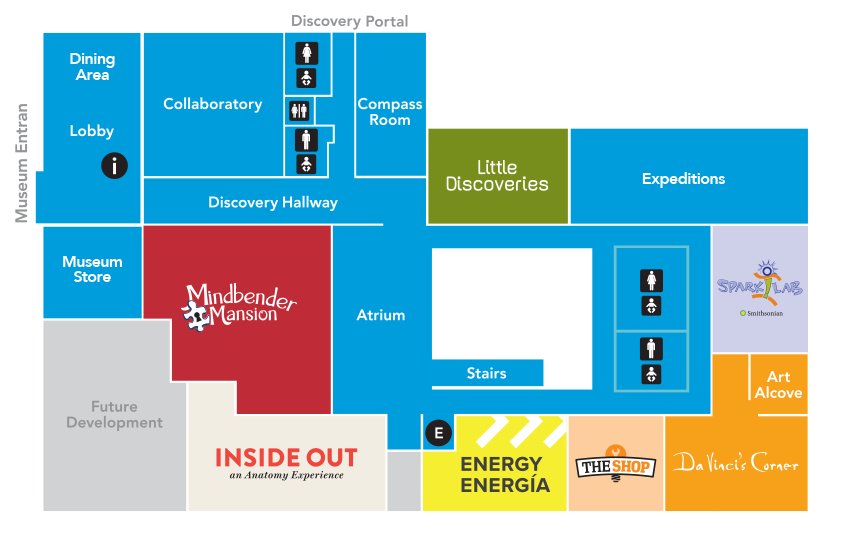 Main Level Museum Floor Plan with Mindbender Mansion