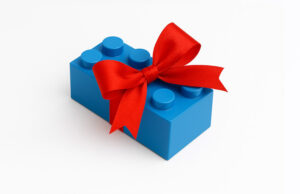 Gift wrapped LEGO® brick at The Discovery in Reno, Nevada